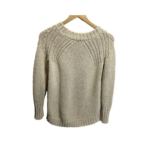 Ann Taylor Women’s Tan Wool Blend Chunky knit crewneck sweater size XS - Picture 4 of 4